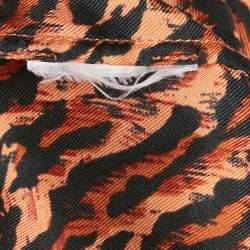 Sandro Brown Leopard Print Silk Short Sleeve Shirt L
