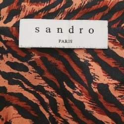 Sandro Brown Leopard Print Silk Short Sleeve Shirt L