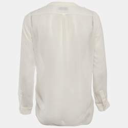 Sandro White Chiffon Pleated Blouse M
