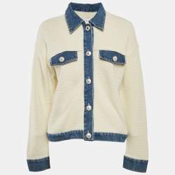 Sandro Cream Crochet Nino Denim Detail Jacket L