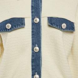 Sandro Cream Crochet Nino Denim Detail Jacket L