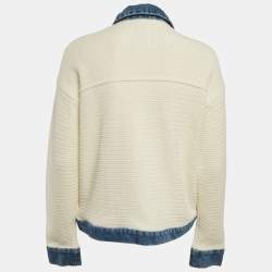 Sandro Cream Crochet Nino Denim Detail Jacket L