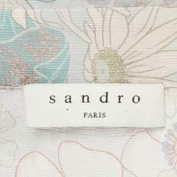 Pre Owned Sandro Blue Floral Print Crepe Long Sleeve Shirt M