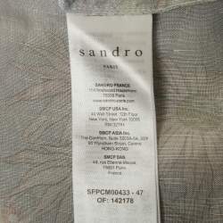 Pre Owned Sandro Blue Floral Print Crepe Long Sleeve Shirt M
