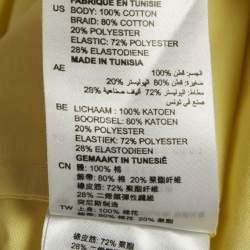 Pre Owned Sandro Yellow Lace Trim Cotton Cold-Shoulder Blouse M