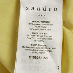 Pre Owned Sandro Yellow Lace Trim Cotton Cold-Shoulder Blouse M