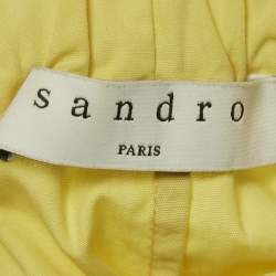 Pre Owned Sandro Yellow Lace Trim Cotton Cold-Shoulder Blouse M