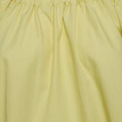 Pre Owned Sandro Yellow Lace Trim Cotton Cold-Shoulder Blouse M