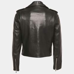 Pre Owned Sandro Black Leather Zip-Up Biker Jacket M