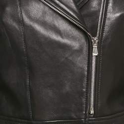 Pre Owned Sandro Black Leather Zip-Up Biker Jacket M