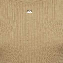 Pre Owned Sandro Brown Rib Knit Crew Neck Top M