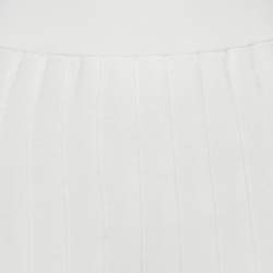 Pre Owned Sandro White Rib Knit Pleated Mini Skirt S