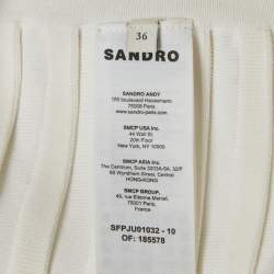 Pre Owned Sandro White Rib Knit Pleated Mini Skirt S