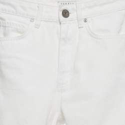 Pre Owned Sandro White Denim Raw Hem Jeans S Waist 26"