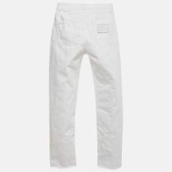 Pre Owned Sandro White Denim Raw Hem Jeans S Waist 26"