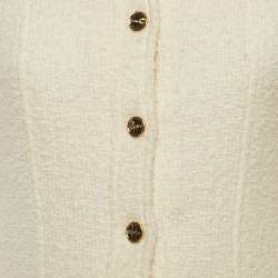 Pre Owned Sandro White Tweed Button Front Mini Dress S