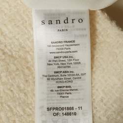 Pre Owned Sandro White Tweed Button Front Mini Dress S