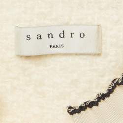 Pre Owned Sandro White Tweed Button Front Mini Dress S