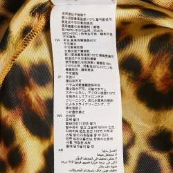 Pre Owned Sandro Orange Leopard Print Satin Cut-Out Ruched Midi Dress S