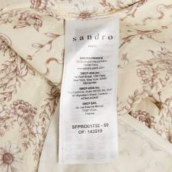 Pre Owned Sandro Yellow Floral Print Crepe V-Neck Midi Dress S   