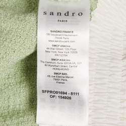 Pre Owned Sandro Green Tweed Button Front Double Breasted Mini Dress S