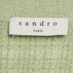 Pre Owned Sandro Green Tweed Button Front Double Breasted Mini Dress S