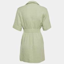 Pre Owned Sandro Green Tweed Button Front Double Breasted Mini Dress S
