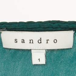 Pre Owned Sandro Green Satin Waist Braided Tie-Up Detail Dress S