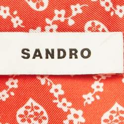 Pre Owned Sandro Red Printed Silk Button Front Long Sleeve Shirt XS