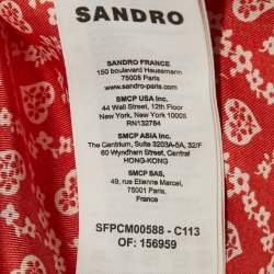 Pre Owned Sandro Red Printed Silk Button Front Long Sleeve Shirt XS