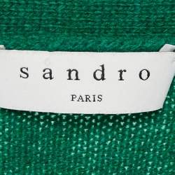 Pre Owned Sandro Green Wool Knit Buttoned Cardigan S
