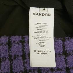 Pre Owned Sandro Purple Checkered Tweed Mini Skirt XS