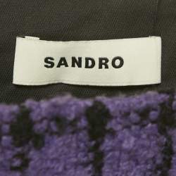Pre Owned Sandro Purple Checkered Tweed Mini Skirt XS