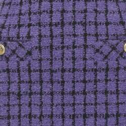 Pre Owned Sandro Purple Checkered Tweed Mini Skirt XS