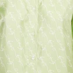 Pre Owned Sandro Green Anchor Print Silk Long Sleeve Shirt S