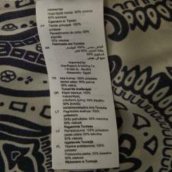 Pre Owned Sandro Cream/Blue Printed Satin Flared Trousers XS