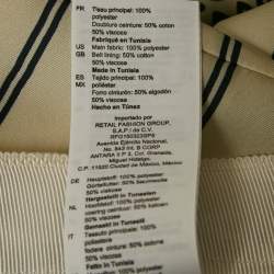 Pre Owned Sandro Cream/Blue Printed Satin Flared Trousers XS