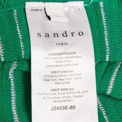 Pre Owned Sandro Green Lurex Striped Knit Midi Skirt L