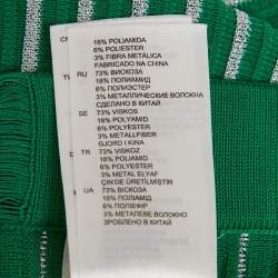 Pre Owned Sandro Green Lurex Striped Knit Midi Skirt L