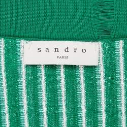 Pre Owned Sandro Green Lurex Striped Knit Midi Skirt L