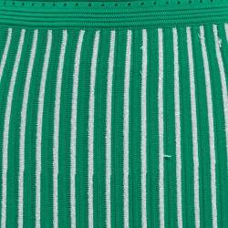 Pre Owned Sandro Green Lurex Striped Knit Midi Skirt L