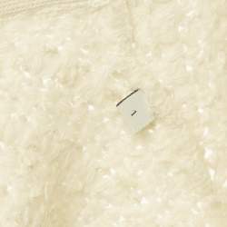 Pre Owned Sandro Off-White Tweed Open Front Cardigan S