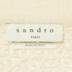 Pre Owned Sandro Off-White Tweed Open Front Cardigan S