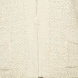 Pre Owned Sandro Off-White Tweed Open Front Cardigan S