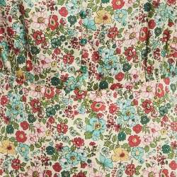 Pre Owned Sandro Cream Floral Print Crepe Ruffled Mini Dress L