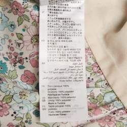 Pre Owned Sandro Cream Floral Print Crepe Ruffled Mini Dress L