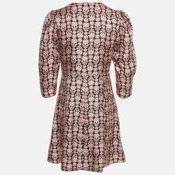Pre Owned Sandro Pink Floral Printed Silk Mini Dress M