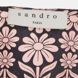 Pre Owned Sandro Pink Floral Printed Silk Mini Dress M