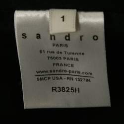 Pre Owned Sandro Black Printed Silk Mini Dress S