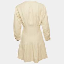 Pre Owned Sandro Cream Linen Blend Pleated Mini Dress XS
